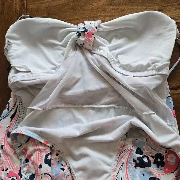 Crown & Ivy size Women's 2X Floral Paisley Spaghetti Strap One Piece Swim Dress - Picture 12 of 14